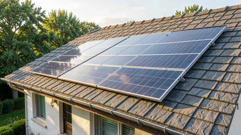 prix panneau thermique solaire installé sur le toit d'une maison individuelle