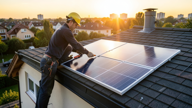 prix panneau voltaique installation sur toit de maison individuelle par un professionnel
