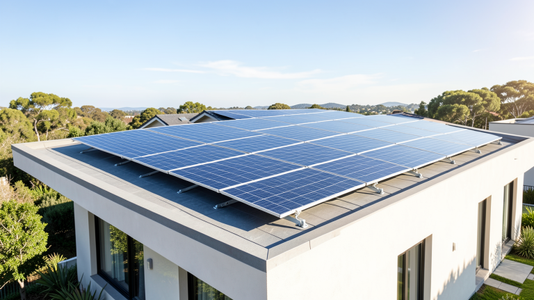 prix panneaux photovoltaique installés sur la toiture d'une maison moderne