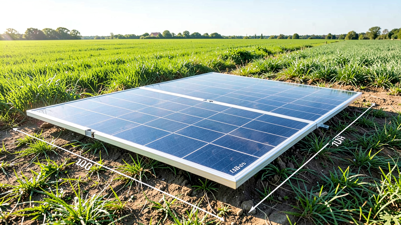 prix panneaux photovoltaique m2 panneau solaire posé sur un sol mesuré en plein jour, illustrant le coût au mètre carré