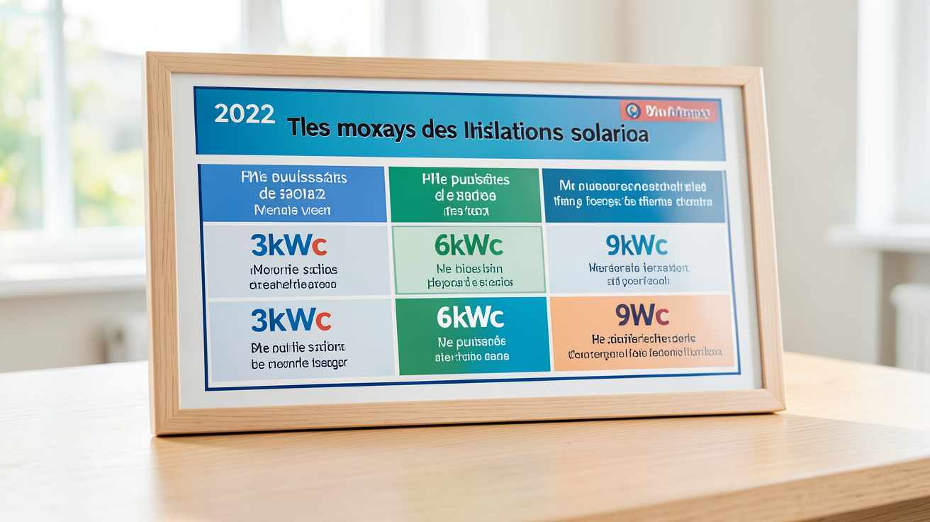 prix panneaux solaires 2022 tableau comparatif des coûts d'installation solaire pour 3kWc, 6kWc et 9kWc