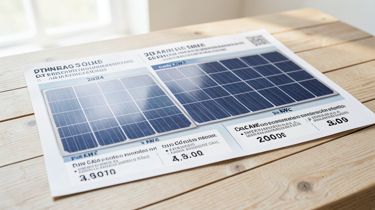 prix des panneaux solaires en 2024 avec comparaison des coûts au m², par kWc et par panneau