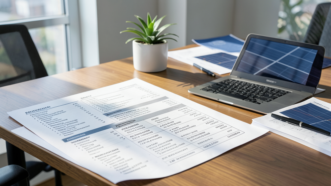 prix panneaux solaires hybrides décomposition détaillée des coûts affichée sur des documents financiers
