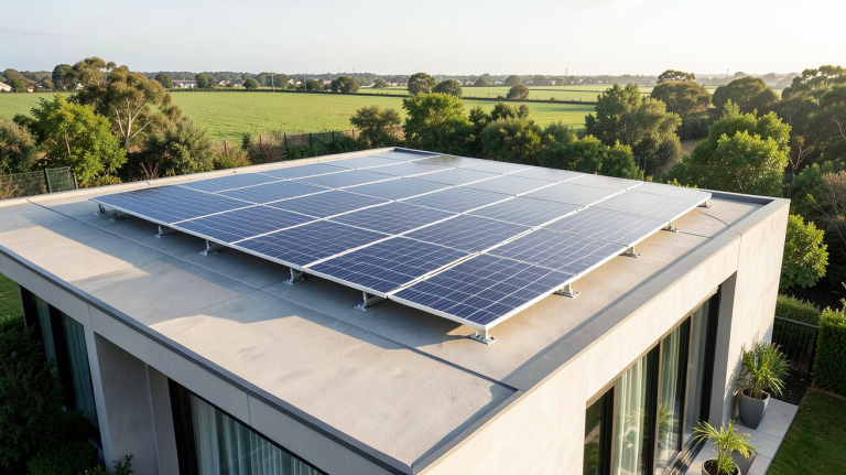 prix panneaux solaires hybrides installation sur toit de maison moderne