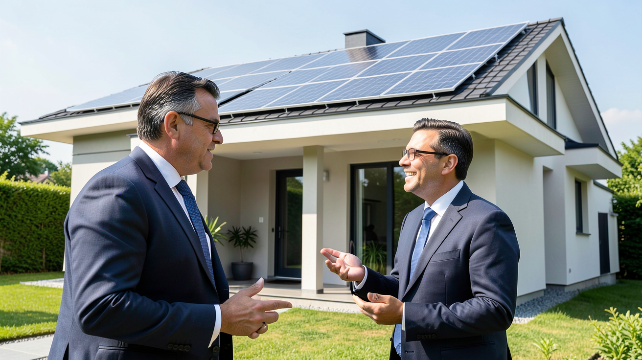 prix panneaux solaires maison avec un conseiller expliquant les aides financières disponibles en 2025 pour réduire le prix d'achat