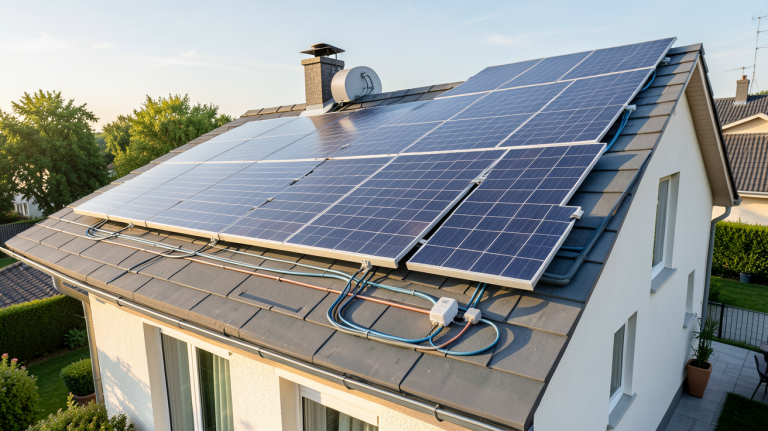 prix panneaux solaires photovoltaïques installation sur le toit d'une maison individuelle