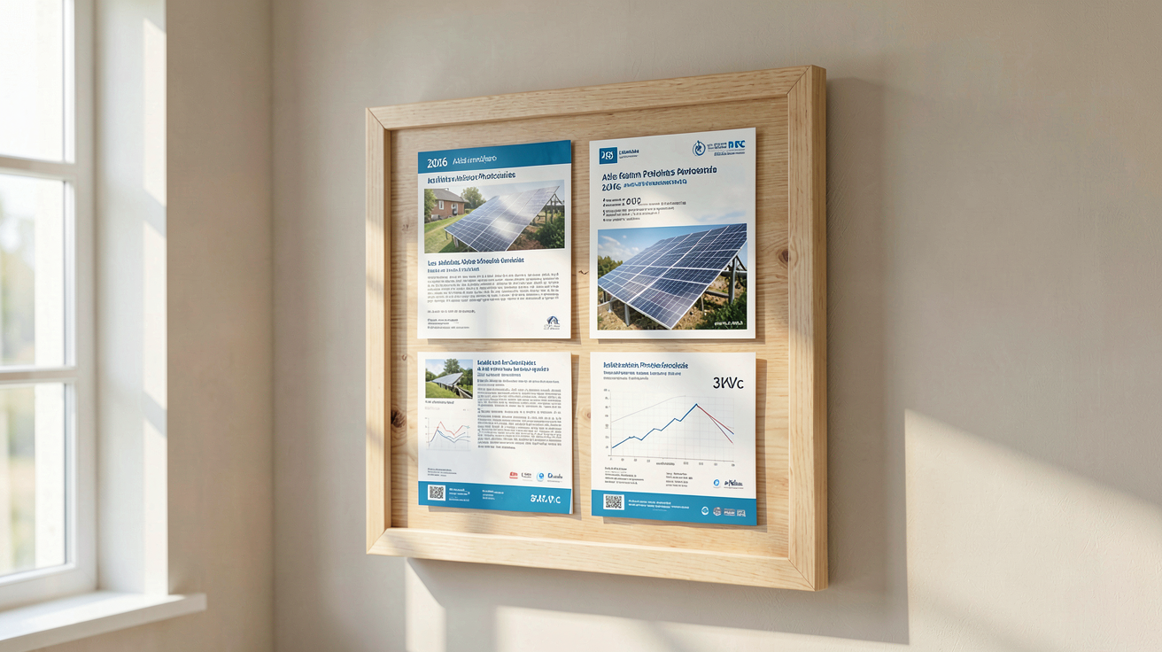 prix photovoltaïque 3 kWc tableau d'affichage avec documents sur les aides financières 2026