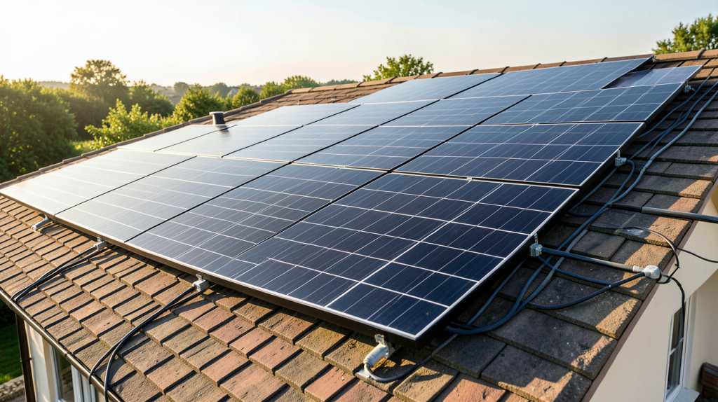 prix photovoltaique 6kw installation panneaux solaires sur toit de maison individuelle