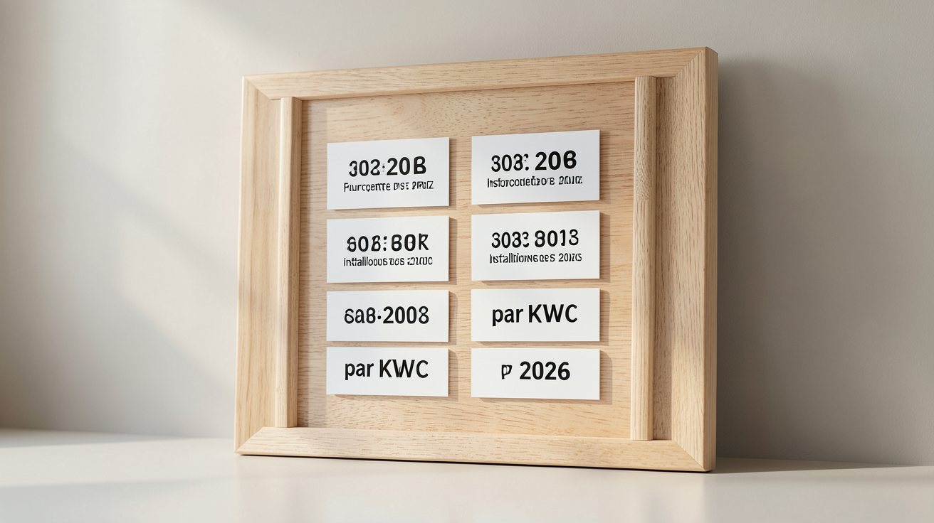 prix photovoltaique maison fourchettes de prix au m² et par kWc en 2026 affichées sur un tableau