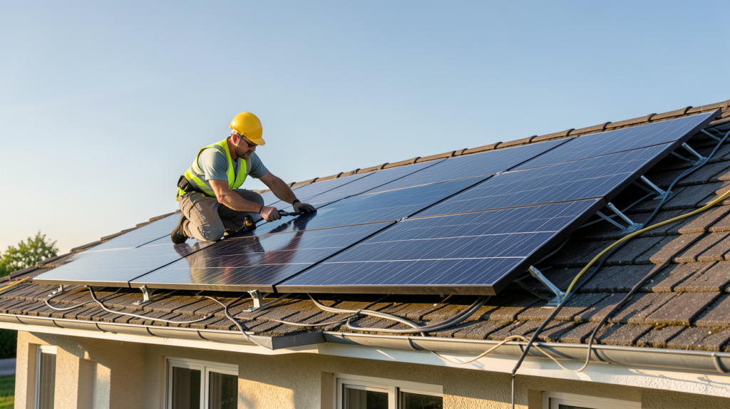 prix pose panneaux photovoltaiques installation sur toit de maison individuelle avec installateur professionnel