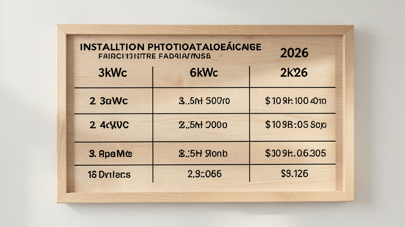 prix pose photovoltaique tableau comparatif fourchettes 2026 pour puissances 3kWc 6kWc 9kWc