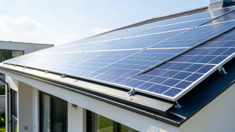 prix pose photovoltaique illustré par l'installation de panneaux solaires sur un toit résidentiel