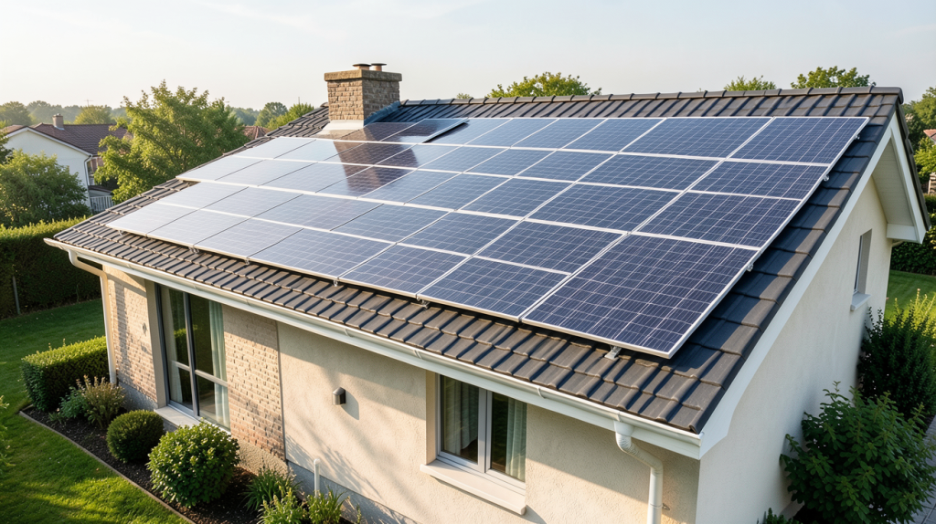 prix pour 20 panneaux photovoltaïques installés sur le toit d'une maison moderne