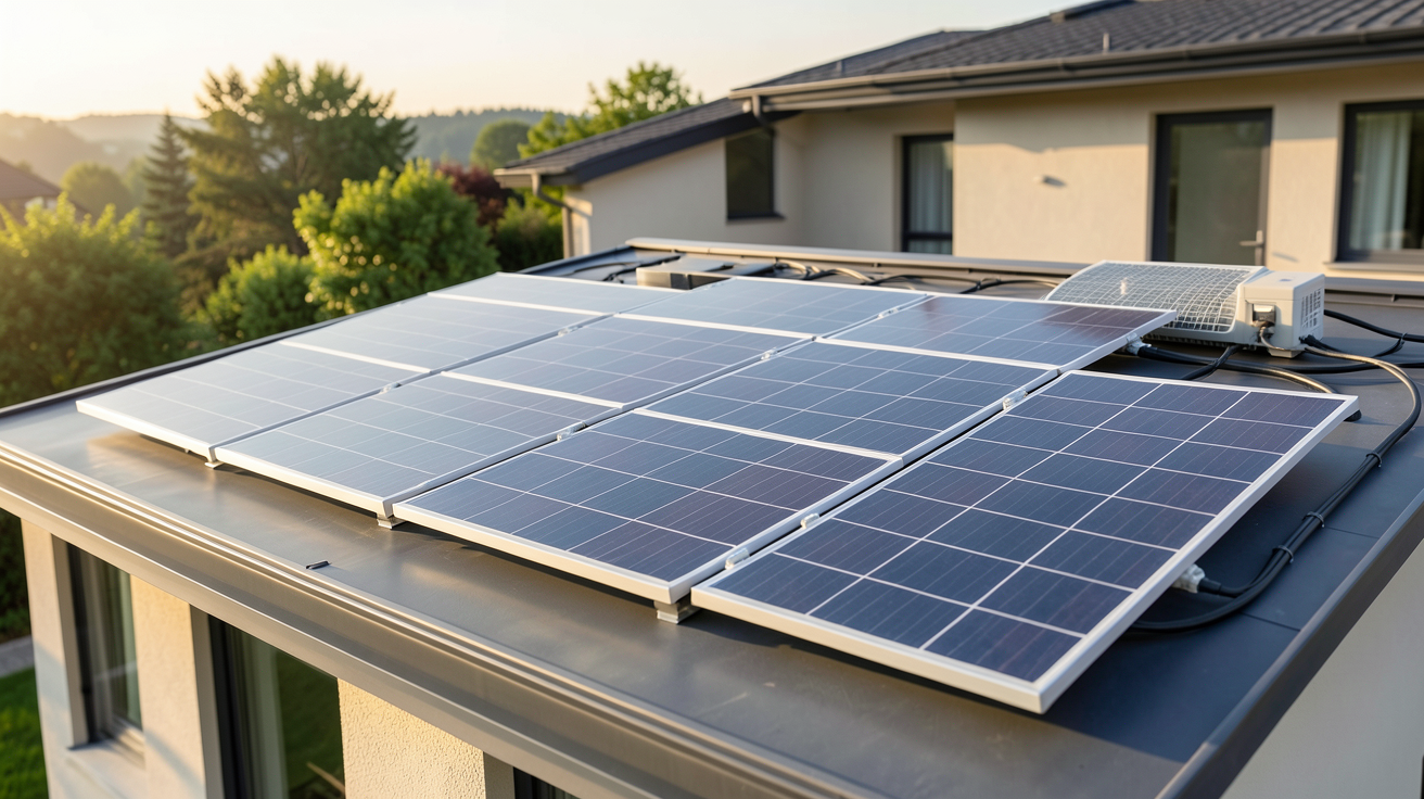 prix pour 8 panneaux photovoltaïques installation sur toit de maison individuelle moderne