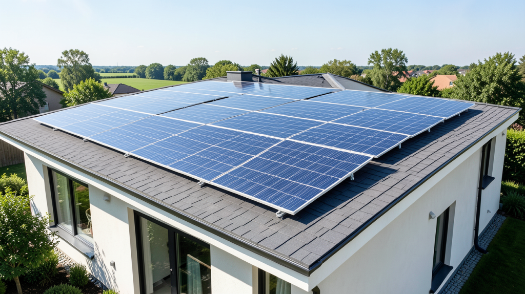 prix pour 8 panneaux photovoltaiques installés sur le toit d'une maison résidentielle