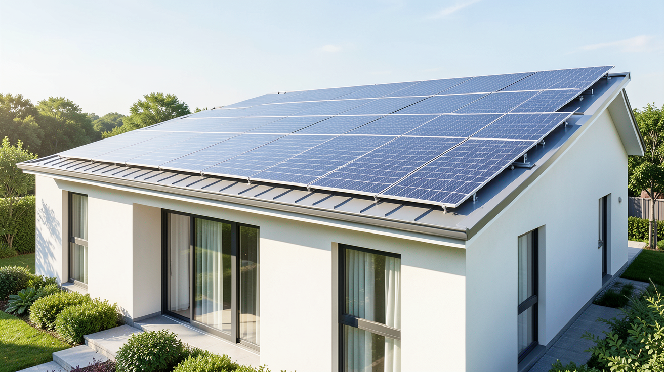 prix pour des panneaux solaires illustré par une installation photovoltaïque sur le toit d'une maison moderne.
