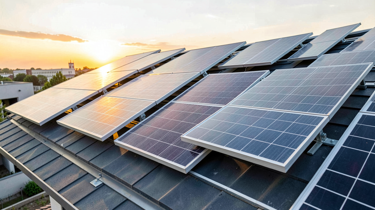 prix pour panneau solaire : différentes technologies de panneaux solaires exposées sur un toit moderne