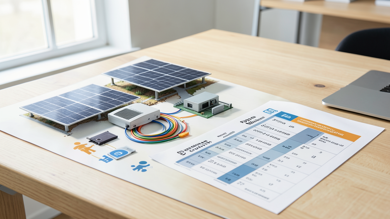 prix pour panneaux photovoltaique décomposition des coûts d'une installation solaire sur une table en bois