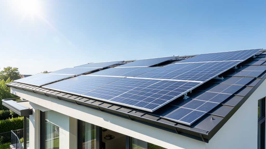 prix pour panneaux photovoltaique illustré par une installation solaire sur un toit résidentiel moderne