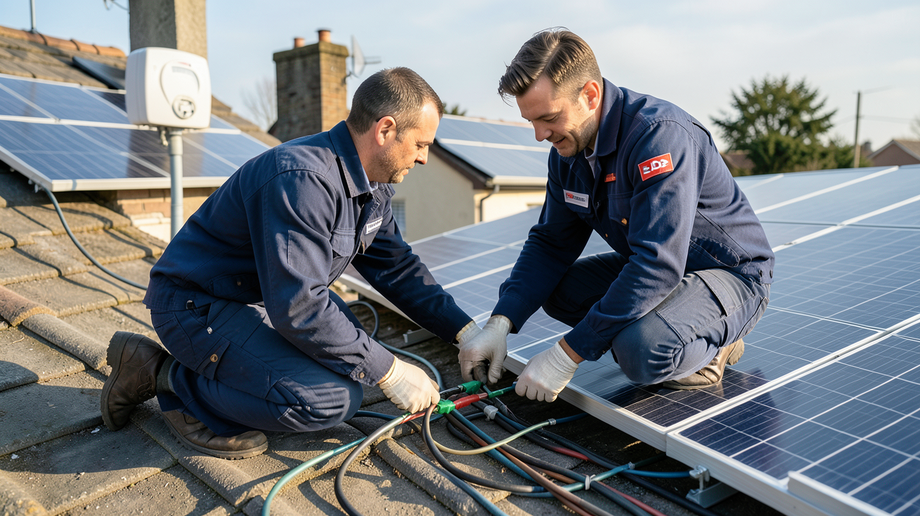 prix raccordement EDF photovoltaïque coût par type d'installation technicien vérifiant câbles électriques