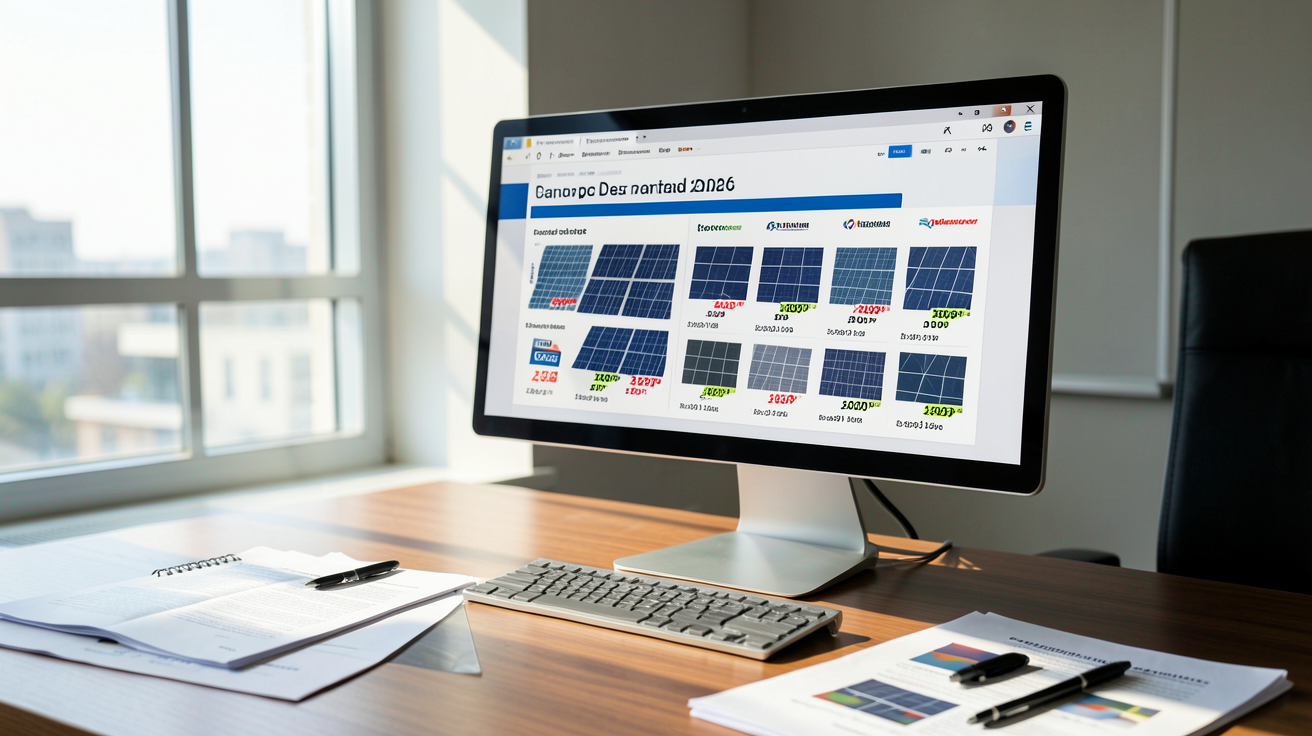 prix solaire photovoltaique comparatif des marques en 2026 sur un écran d'ordinateur