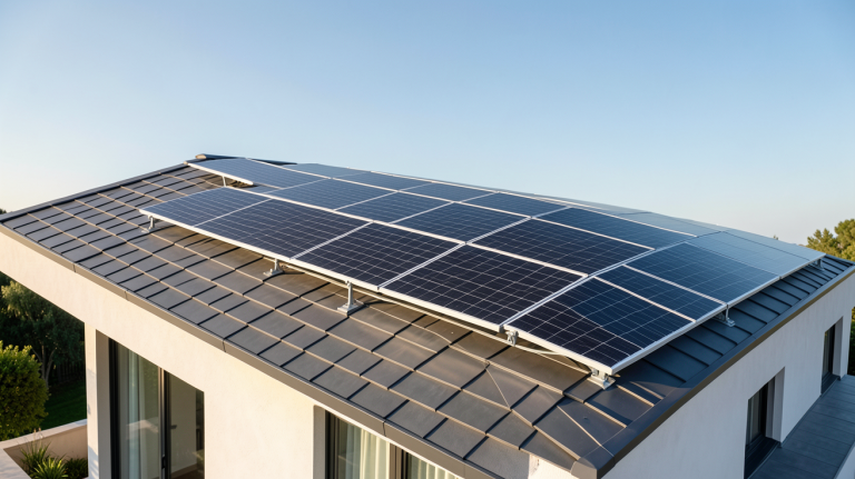 prix toit solaire installation panneaux photovoltaïques sur toit de maison moderne