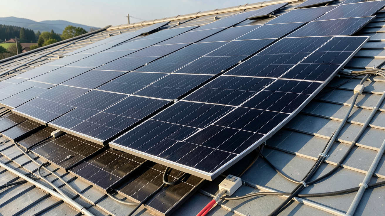 prix toiture solaire montrant le fonctionnement d'une installation photovoltaïque sur un toit