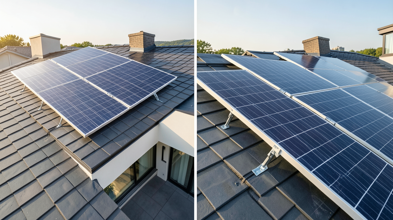 prix tuile solaire comparaison avec panneaux photovoltaïques classiques sur toit moderne