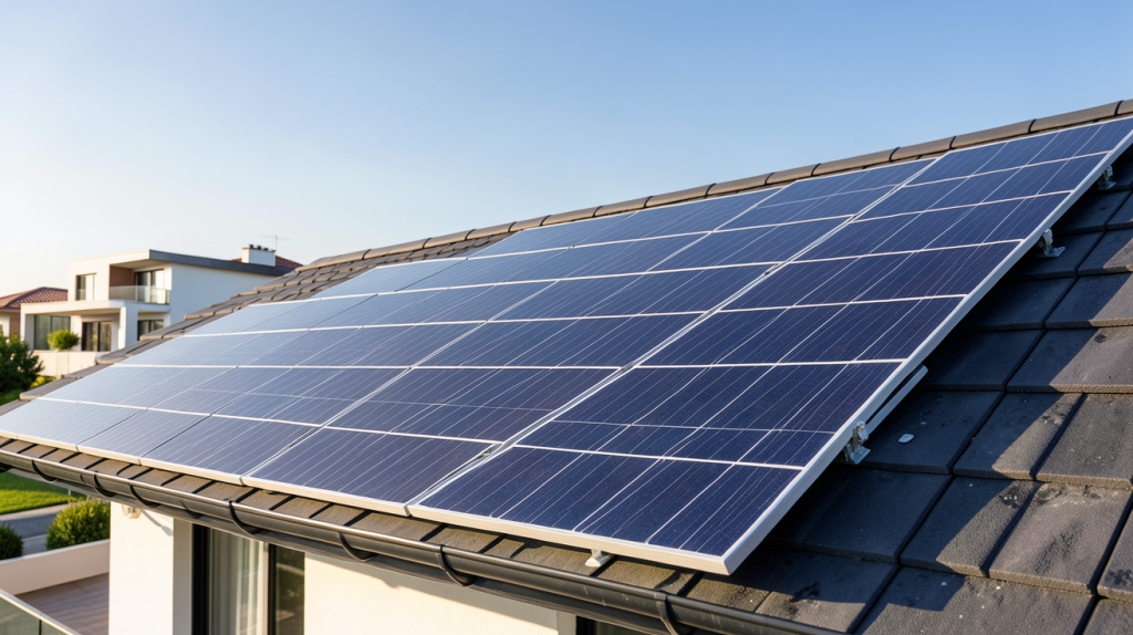 prix tuile solaire installation sur toiture de maison moderne