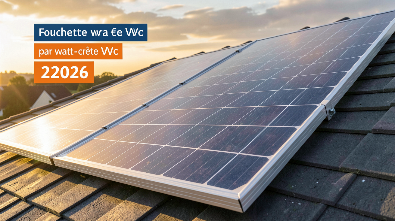 prix un panneau solaire fourchettes de prix par puissance en 2026 affichées sur un panneau solaire installé sur un toit
