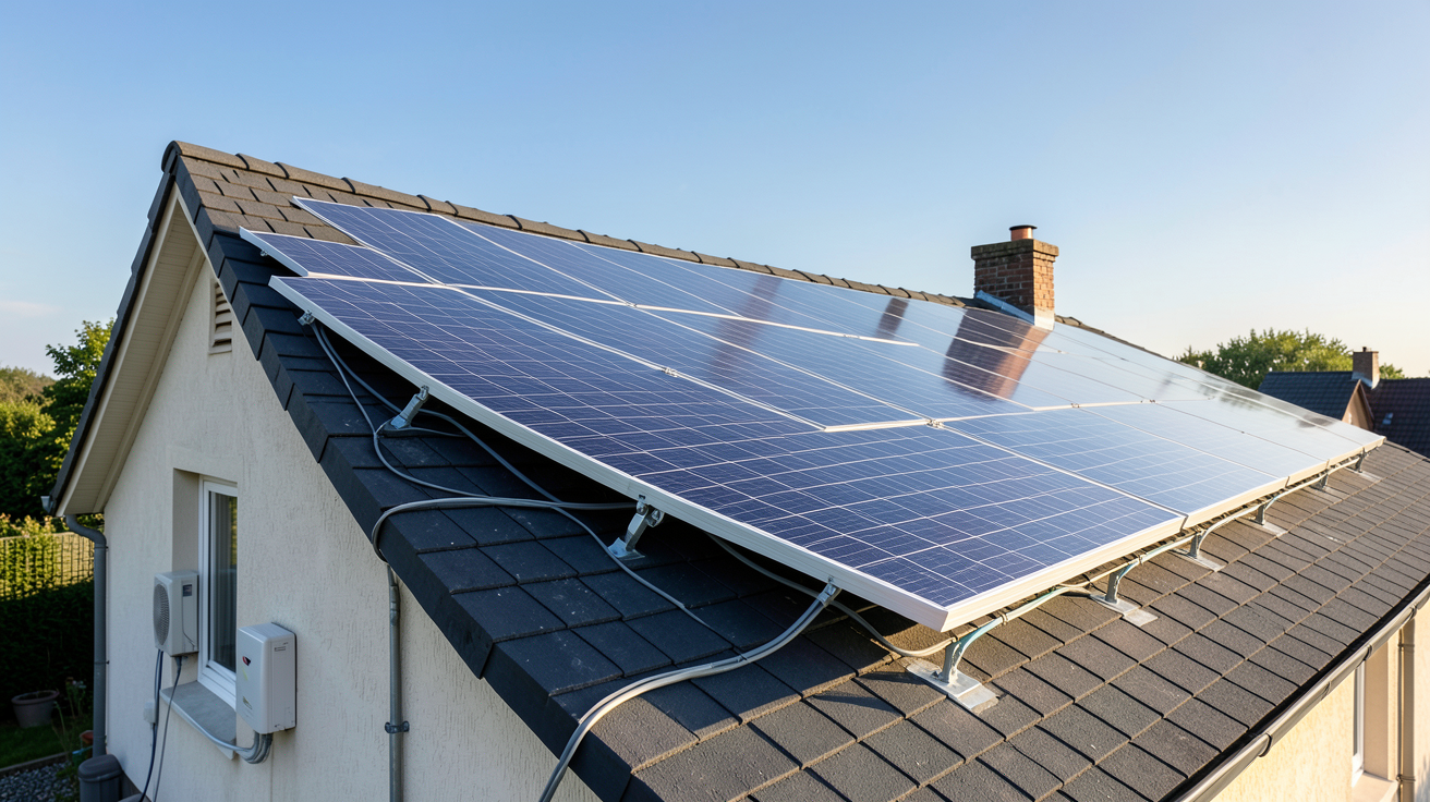 production 3kWc optimisation installation photovoltaïque sur toit de maison avec panneaux solaires