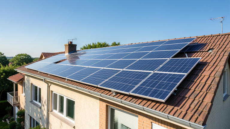 production 3kwc avec des panneaux solaires photovoltaïques installés sur le toit d'une maison