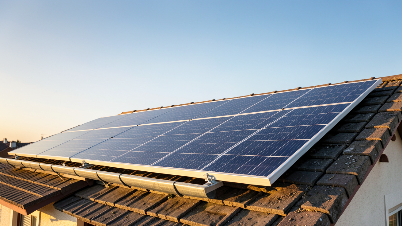 production annuelle photovoltaïque optimisée sur un toit de maison avec panneau solaire bien orienté