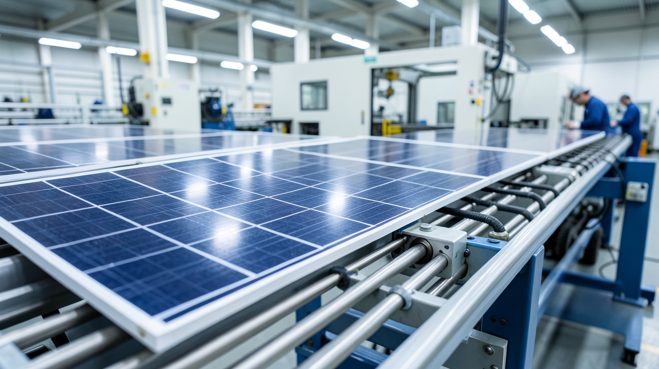production des panneaux photovoltaïques sur une chaîne de montage industrielle automatisée