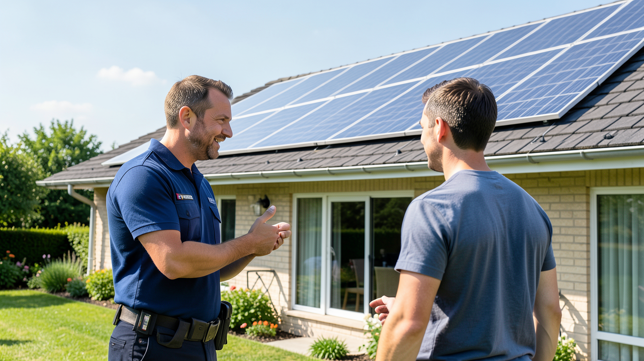production electricite panneau photovoltaique installée par un technicien professionnel qualifié sur un toit