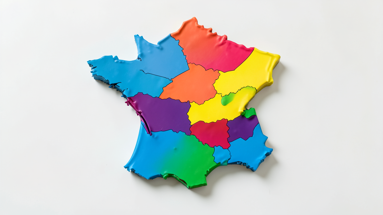 production d'électricité photovoltaïque par m2 carte de France avec valeurs moyennes par région