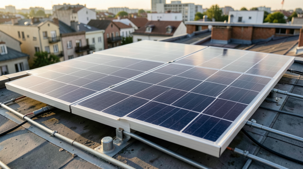 production d électricité photovoltaique par m2 d'un panneau solaire installé sur un toit urbain