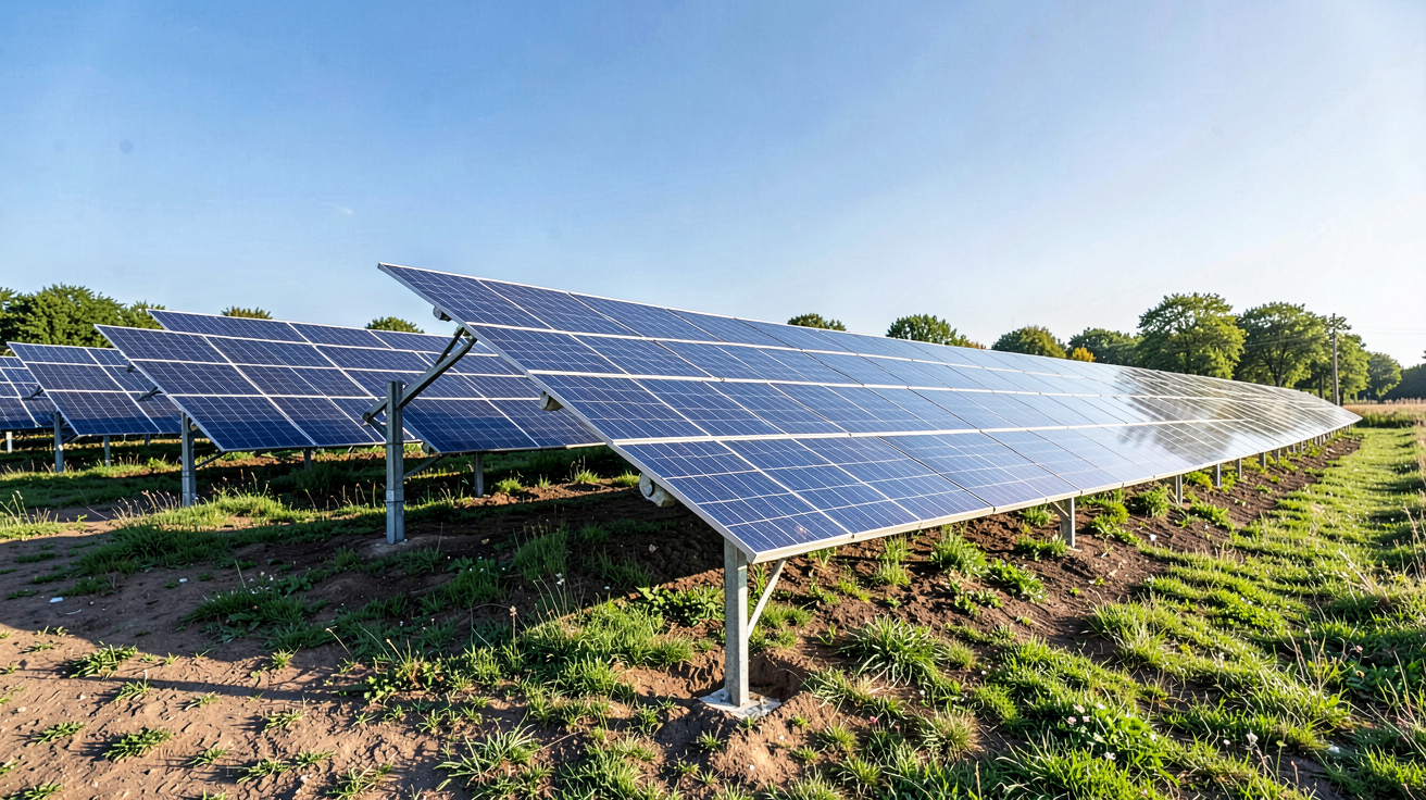 production énergie solaire données 2025 en France avec parc photovoltaïque moderne
