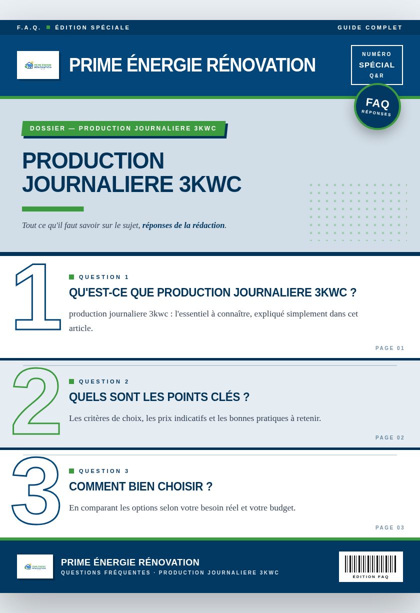 Infographie : production journaliere 3kwc