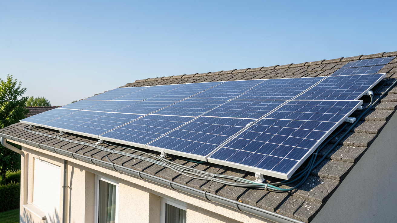 production journalière 3kWc panneaux solaires photovoltaïques sur toit de maison individuelle