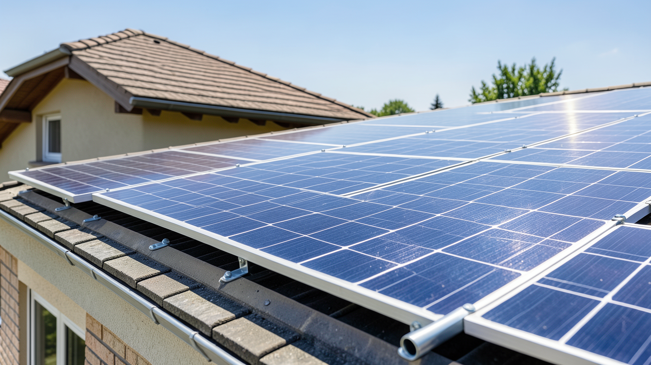 production maximum photovoltaïque particulier avec des panneaux solaires installés sur la toiture d'une maison individuelle.