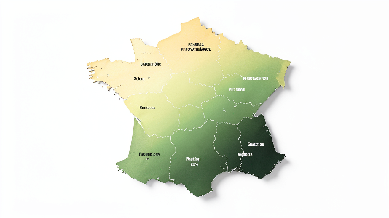 production moyenne panneau photovoltaïque par région en France en 2024 représentée sur une carte
