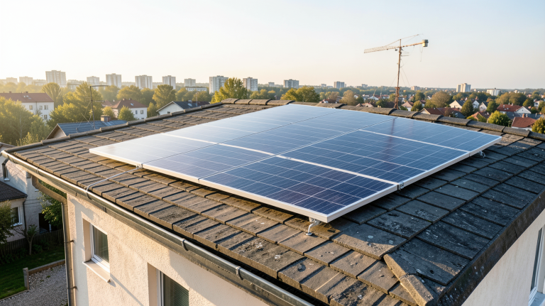 production moyenne panneau photovoltaïque installé sur le toit d'une maison individuelle