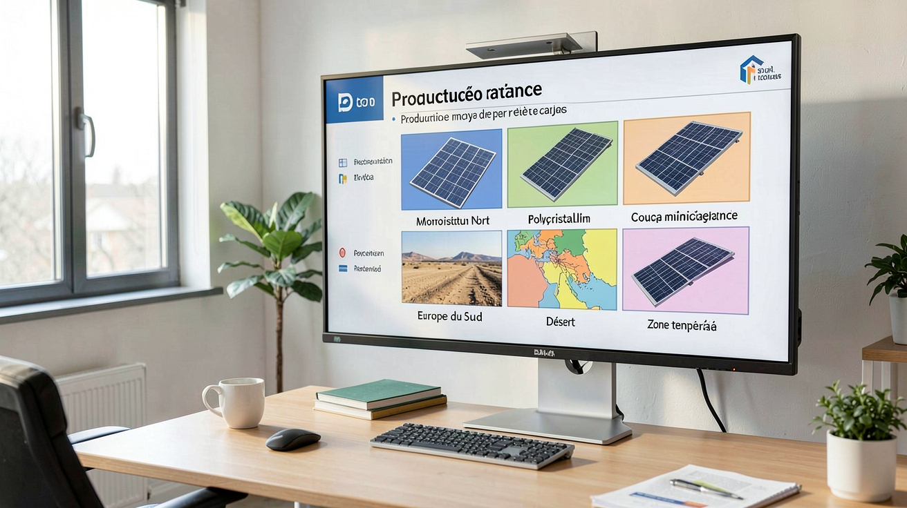 production panneau photovoltaïque par m2 tableau comparatif des rendements selon technologie et région géographique