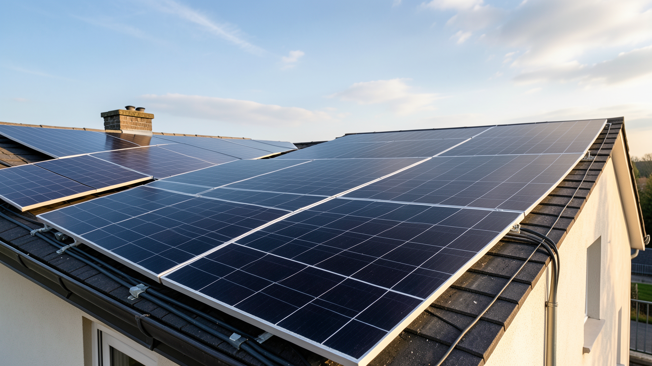 production photovoltaïque 6 kWc installation réelle sur toit de maison