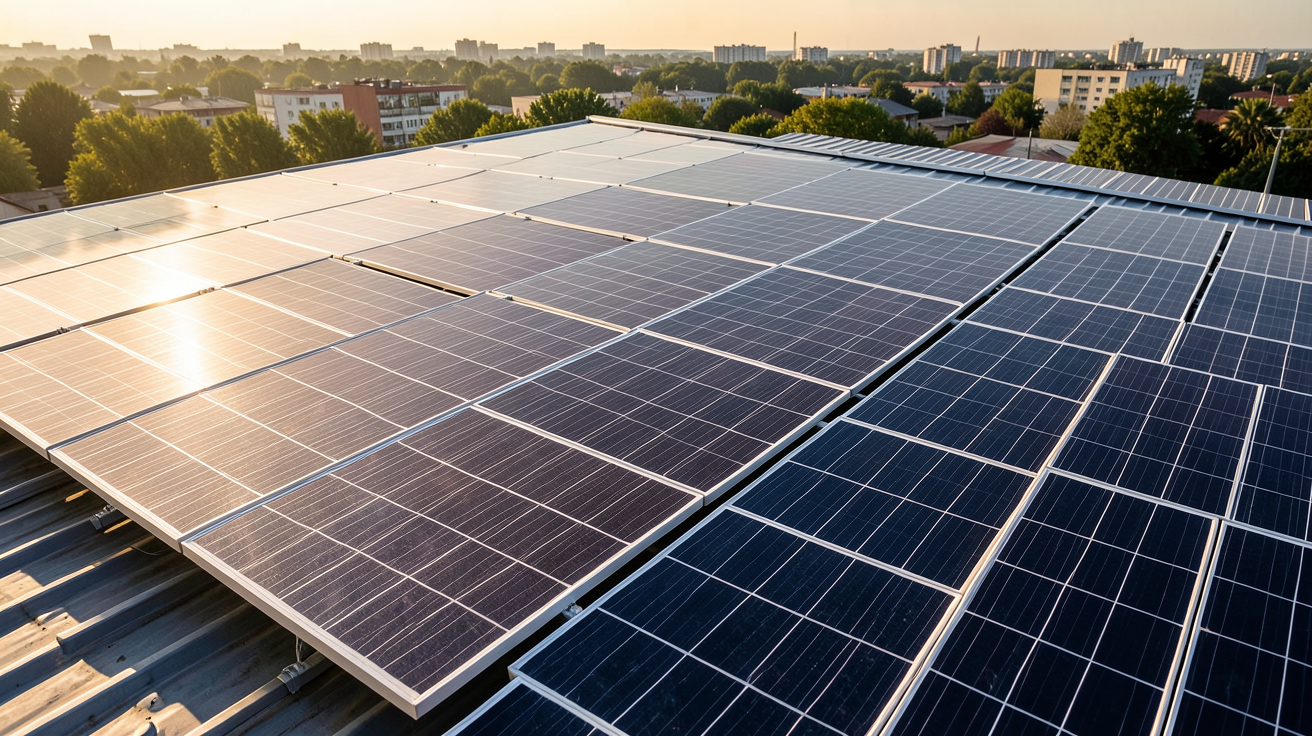 production photovoltaïque par m² de panneaux solaires en silicium polycristallin sur un toit