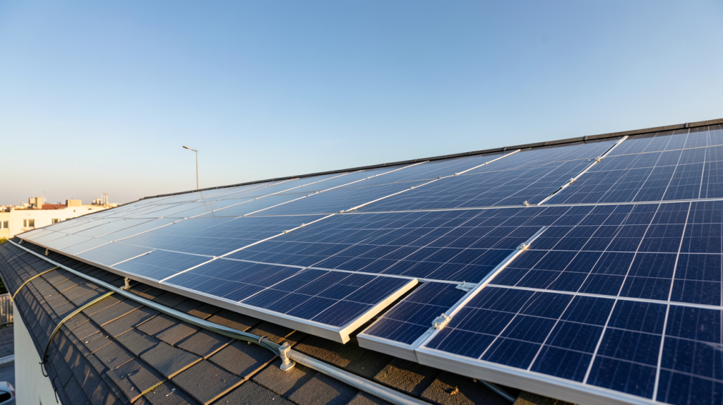 production photovoltaique par m2 sur un toit de maison urbaine