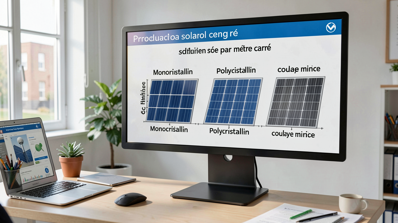 production solaire par m2 : tableau comparatif des chiffres clés par technologie de panneaux photovoltaïques