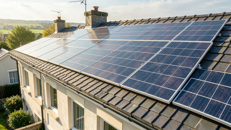 production solaire par m2 de panneaux photovoltaïques installés sur un toit résidentiel