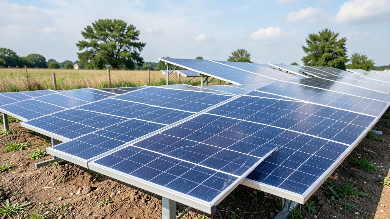 production solaire photovoltaïque photographié en situation réelle, illustration de l'article